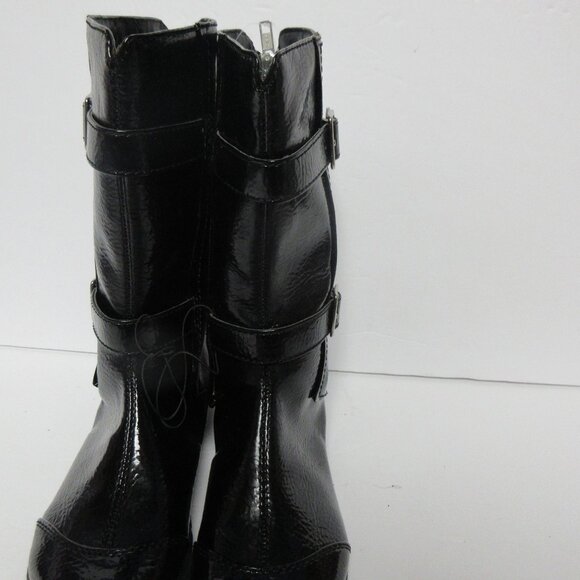FADED GLORY Black Boots with Buckle & Back Zipper Shoes Girls Size 13 w/BOX - Picture 7 of 11